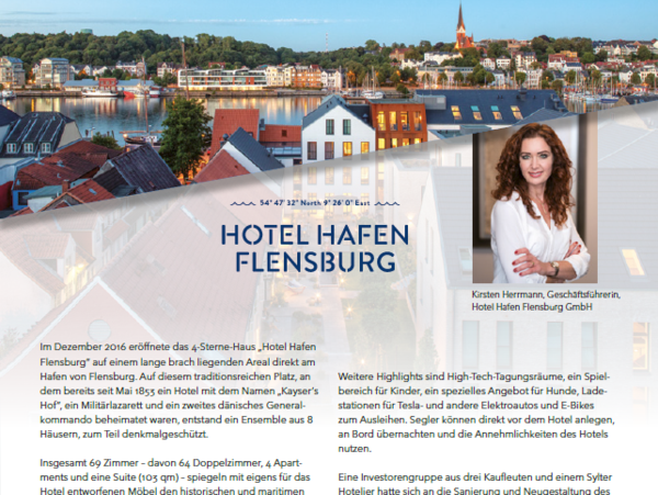 Ein Bild von einem Artikel über das Hotel Hafen Flensburg als erfolgreiche Hotelansiedlungen.